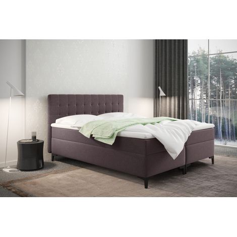 Boxspringbett mit bettkasten und matratze Denver stoff Muna Braun 120x200 cm (1/3)