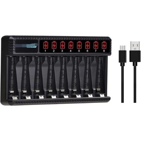CML Batterie AA AAA Chargeur de Batterie 8 emplacements Frais Rapides avec écran LCD adapté aux Piles Rechargeables AA AAA NI 289 (1/3)