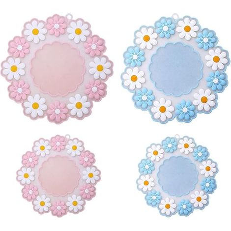 Sous-verres - 4 pièces - Coasters - Silicone - Antidérapant - Tapis thermiques - Résistants à la chaleur - Protège-table - Pour boissons table bureau cuisine bar protection meubles (1/5)