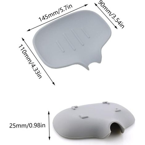 Jabonera de ducha con desagüe automático, juego de 2 – gris y blanco, ideal para baño, cocina y lavabo.