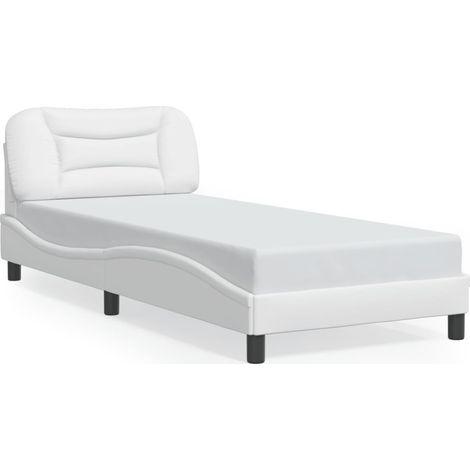 Lit simple,Lit adulte,Cadre de lit sans matelas Hvar blanc 90x190 cm similicuir CFW4770636 (1/5)