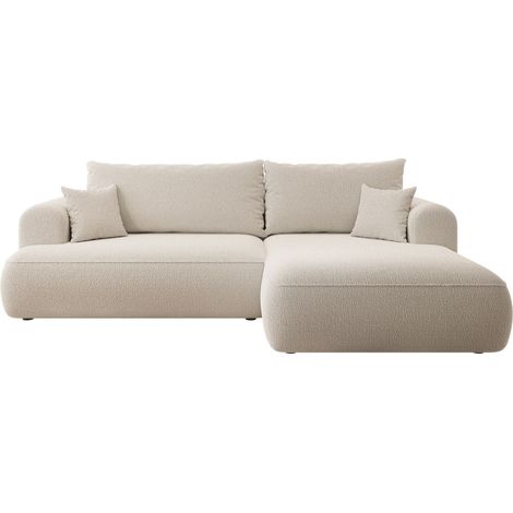 Selsey - Eckschlafsofa Ovo in L-Form, beige, mit Bouclé-Behälter rechts (1/5)