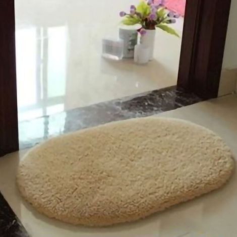 Paillasson Ovale Antidérapant Doux Absorbant - Tapis de Bain Salon Chambre 40x60cm Beige Clair (1 pièce)