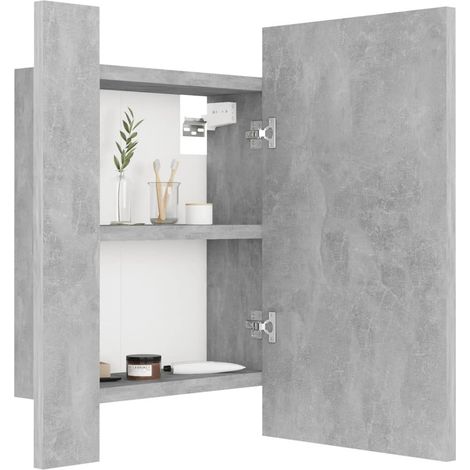 Armoire de salle de bain à miroir à LED Gris béton 40x12x45 (1/5)