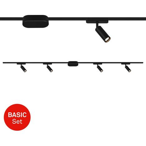 Briloner Luxtrail Schienensystem, Starterset, 4x LED Spots, Schwenkbar, Erweiterbar, Schwarz, 2 m