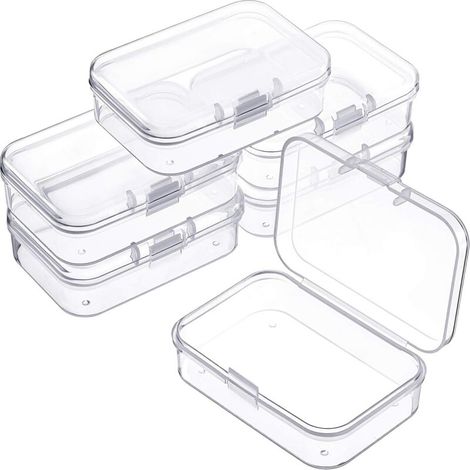 Clear Plastic Storage Box for Collecting Various Small Items, 6 Pack (6.5 x 4.5 x 2 cm) (1/5)