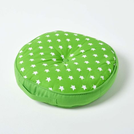HOMESCAPES Green Stars Round Floor Cushion