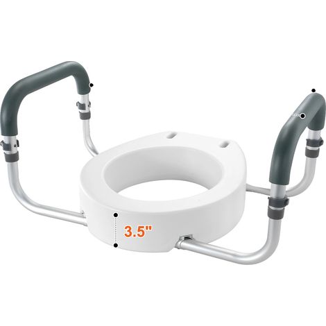 Elevador de asiento de inodoro, capacidad de peso de 300 lb, reposabrazos cómodos, 3.5 pulgadas (1/2)