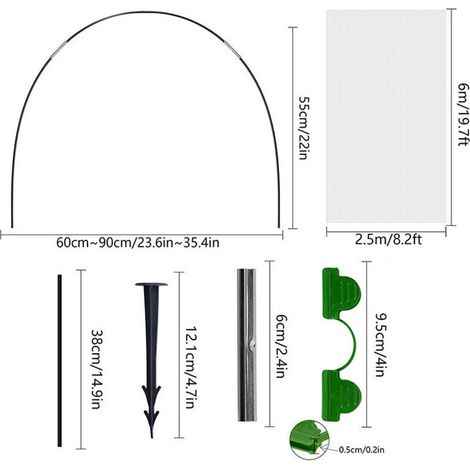 (2.5x6m)Arches de tunnel pour plantes, cadres de plantation, cerceaux de jardin avec revêtement en plastique, cerceaux de support en tissu pour piquet de jardin (1/4)