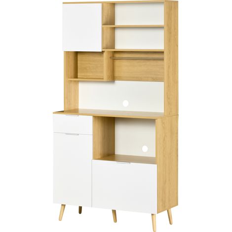 Dispensa da cucina truciolato armadietti cassetti ripiani regolabili appendino 93x40x180 cm (1/5)