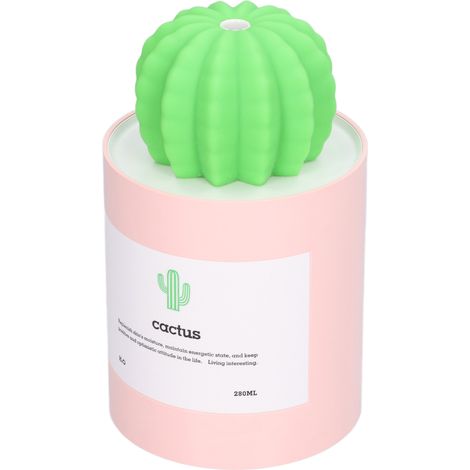 280-ml-Tischluftbefeuchter „Cactus“ mit USB-Netzteil, geräuscharmer Nano-Zerstäubung, rosa (1/5)