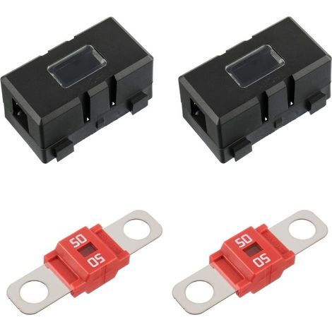 Lot de 2 ANS Porte Fusibles de Voiture et 2 Fusibles Midi Boulonnés à Courant élevé 50A pour Voitures, Camions, Véhicules