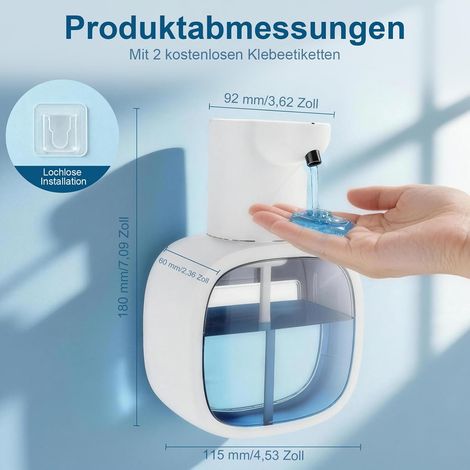 Distributeur d'eau 500 ml - Fixation murale - Fonctionnement automatique par capteur avec quatre porte-doses et mode de lavage spécial - 1 pièce - Avec (1/5)