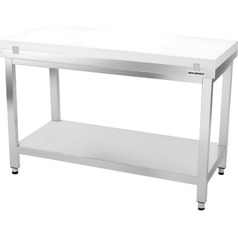 Table de travail en inox 1500x800 mm avec plaque de découpe blanche PREMIUM - GOLDINOX (1/4)
