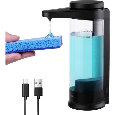 ALLIANDIS500ml Distributeur de Savon Liquide Automatique Rechargeable sans Contact Fixation Murale Noire (1/4)