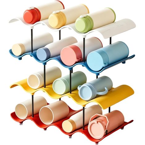 38 x 20 x 38 cm, Étagère de rangement pour bouteilles, affichage design vague, organiseur à plusieurs niveaux avec panneau solide, fixation de cuisine avec texture raffinée,comptoir de garde-manger (1/4)