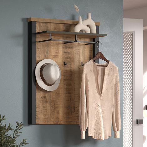 Porte manteau 73x39x95 cm couleur chêne et noir - NOARK (1/4)