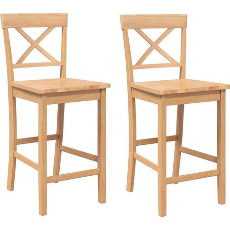 Maison Exclusive - Barhocker 2 Stk. Natur Massivholz Gummibaum