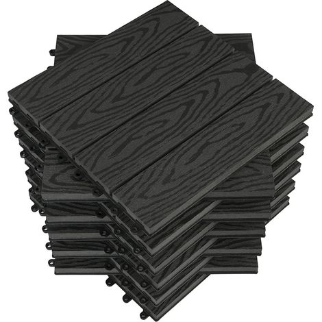 Woltu – Dalle de terrasse en composite bois-plastique 11 pièces – Dimensions 30x30 cm – Résistante aux UV et antidérapante – Facile à installer et entretenir (1/4)