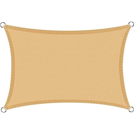 Voile d'ombrage Imperméable Rectangulaire 2x3m, Toile Ombrage PES Résistant à l'eau, Filet dombrage Rectangle 3x2m, Résistant 98% Protection Rayons UV pour Patio Terrasse Extérieur, Sable 2x3 (1/4)