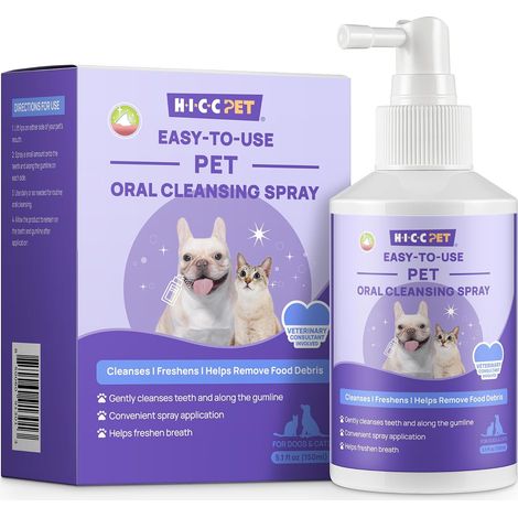 Spray de soins dentaires pour chiens, spray nettoyant pour les dents sans brossage et rafraîchisseur d'haleine, combat la mauvaise haleine et aide à réduire la plaque dentaire et le tartre, 150 ml. (1/5)