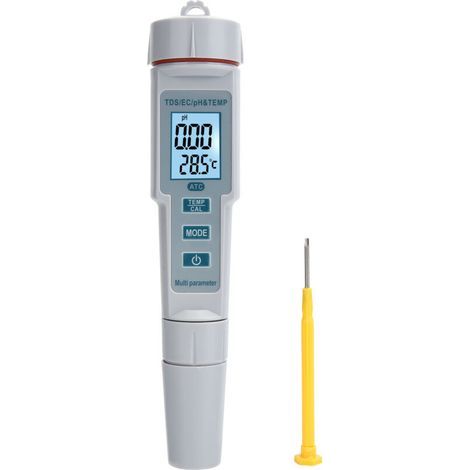 4-in-1 Wasserqualitätsmessgerät, tragbares digitales Temperatur- und Salzgehaltsmessgerät, pH/EC/TDS (1/5)