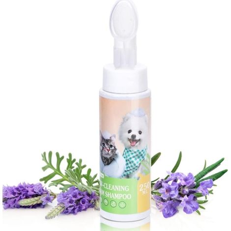 UlisemShampoing sec mousse pour chiens, chats et lapins, après la promenade, avant le coucher, pour chatons et chiots, parfum lavande 250 ml (1/4)