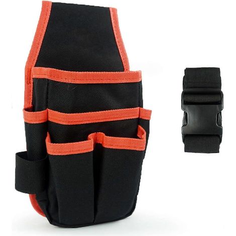 Sacoche à outils en toile noire, sac de rangement pour électricien, ceinture ajustable pour bricoleur, électricien ou charpentier