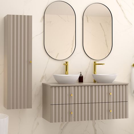 Set di mobili da bagno doppio lavabo Izae cachemire 120cm