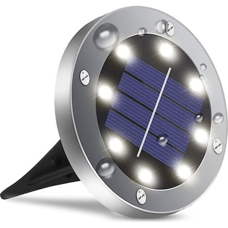 Juego de 8 luces solares exteriores impermeables, iluminación solar para jardín, patio, entrada de vehículos, patio, césped, terraza, escaleras (luz blanca) (1/4)