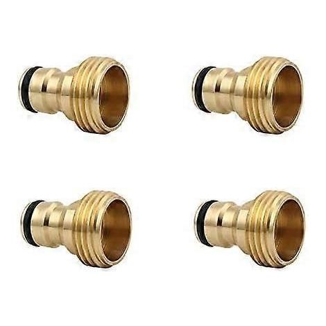 4pcs Garden Hose Quick Connector 3/4 Inch Brass Male Thread Hose Nozzle Quick Connect Adapter (1/4)