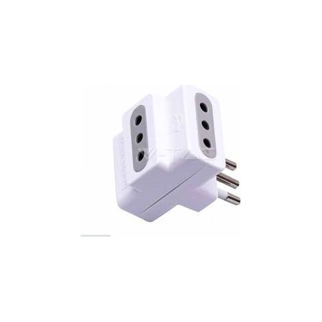 Electraline 71926 Adattatore Multipresa Triplo, Spina 16A 230V, Presa 10/16A 230V, Grigio Opaco (1/2)