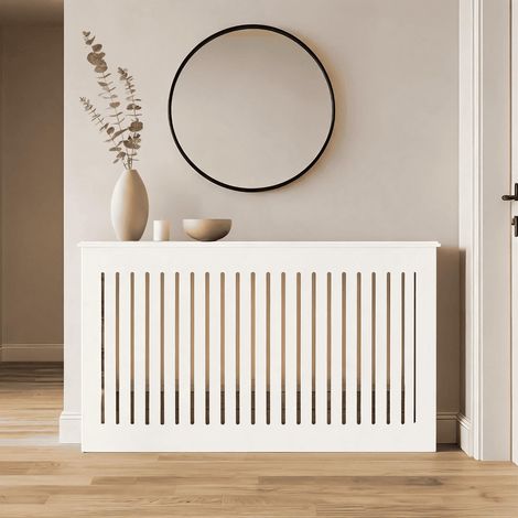 Loxley Large Radiator Cover MDF Wooden Home Decorative Modern Desig White (1/5)
