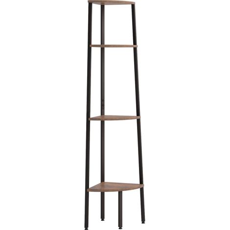 vidaXL Scaffale angolare a 4 ripiani marrone scuro e nero 45,5x31,5x150 cm (1/5)