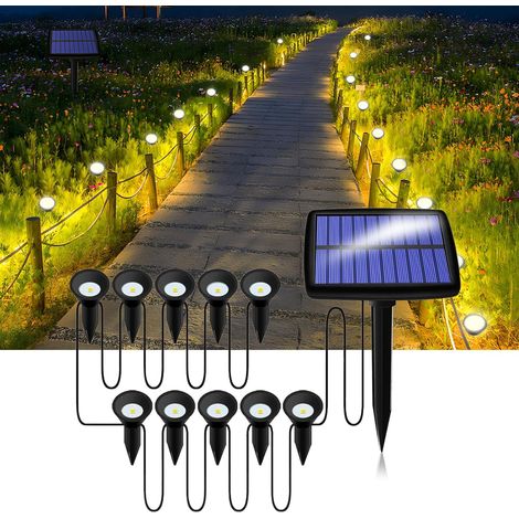 Set mit 10 Solar-Außenleuchten – IP44 Einbau-Solarleuchten – Warmweiß – Für Terrassen, Einfahrten, Wege, Rasenflächen und Gärten