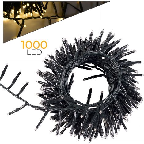 CATENA LUMINOSA MILLEPIEDI 1000 LED A LUCE CALDA 20 METRI PER DECORAZIONI NATALIZIE E GIARDINO – CAVO VERDE FLESSIBILE E TRASFORMATORE 31V PER INTERNI ED ESTERNI (1/5)