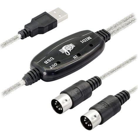 Adaptateur de Câble USB MIDI, Interface D'EntréE-Sortie Type A Mâle Vers MIDI Din 5 Broches avec Indicateur LED pour Clavier Musique (1/4)