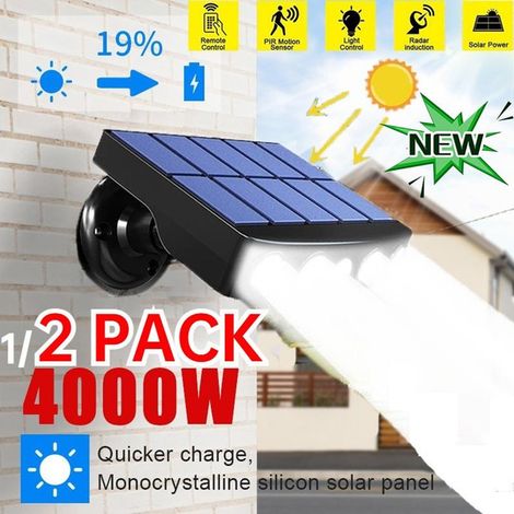 Lot de 1/2 lampes solaires murales rotatives LED 4000 W, étanches, avec détecteur de mouvement, pour l'éclairage public.-AquaForge (1/5)