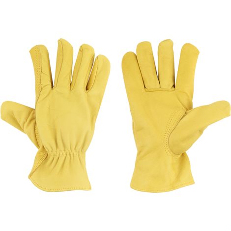 Gants de jardin en cuir - Taille L - Jaune - l 13 x L 25,3 cm - Livraison gratuite