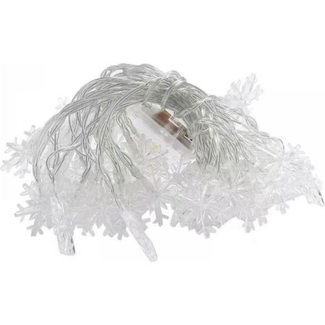 (Warm White, 6M) 40 LED Christmas Snowflake String Lights, Steady and Flashing Dual Modes, Indoor and Outdoor Decoration