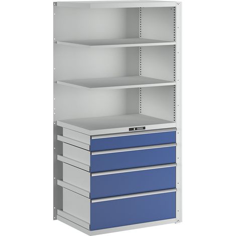 LISTA, Rayonnage à tiroirs, 3 tablettes universelles, 2