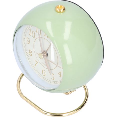 Réveil silencieux (sans tic-tac), en métal peint, économe en énergie, protection des yeux, fonctionne sur piles, petit réveil avec veilleuse, vert olive. (1/5)