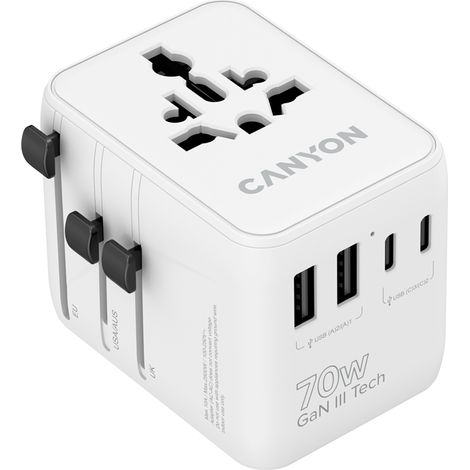 Adaptateur de voyage Canyon OnTour 70 W UE/UK/US/AUS Blanc (1/5)