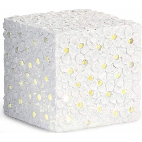 Cupido&Co. Cubo Bianco con Fiori e Led 100 x 100 x 100 Mm con Scatola