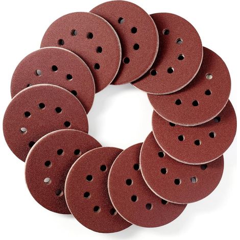 Schleifpapier 125mm Klett 8Loch P120 Rund 110 Stück Körnung 120 (1/5)