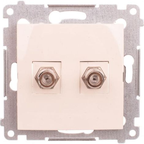 Simon 54 Conector de antena doble tipo F color crema DASF2.01/41