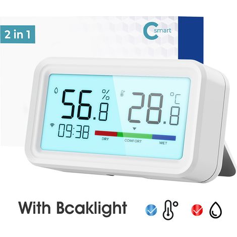 Testeur de température et d'humidité Tuya WiFi BT double mode, écran LCD rétroéclairé, contrôle à distance via application mobile, connexion intelligente, compatible avec Alexa et Google Assistant pou (1/3)
