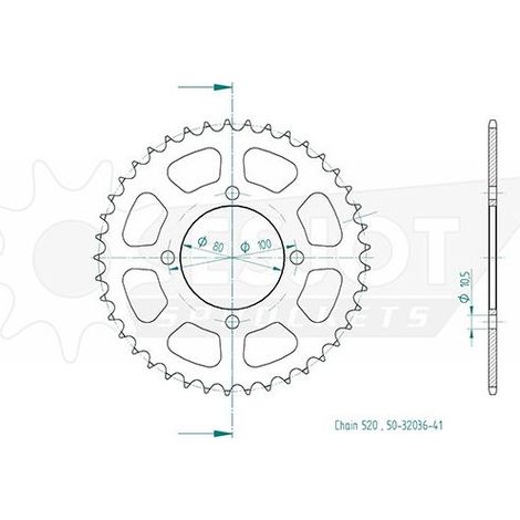 Couronne Acier Suzuki - 520 - 41 Dents - Similaire JTR819 - Made in Germany