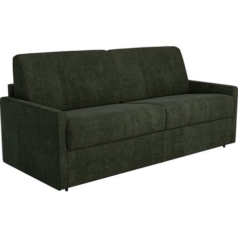 Divano letto 2 posti express in tessuto verde abete - Rete a doghe larghe 120 cm - Materasso 14 cm - CALIFE (1/5)