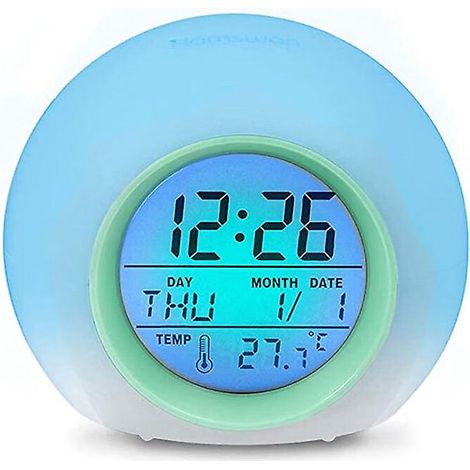 un Ton Vert Naturel [rveil Led Cadeau D'anniversaire Pour Enfants, Rveil Changement De Couleur, Adapt Au Sommeil, Avec Affichage De La Temprature (1/5)